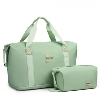 Mama & Baby Two Piece Expandable Waterproof Travel/Hospital Duffel Bag Set (Available in Apple Green/Beige/Pink/Navy/Blue/Purple)
