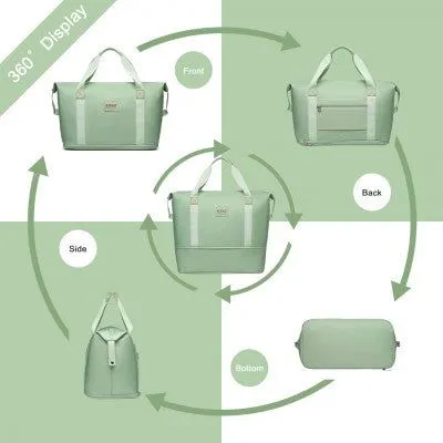 Mama & Baby Two Piece Expandable Waterproof Travel/Hospital Duffel Bag Set (Available in Apple Green/Beige/Pink/Navy/Blue/Purple)