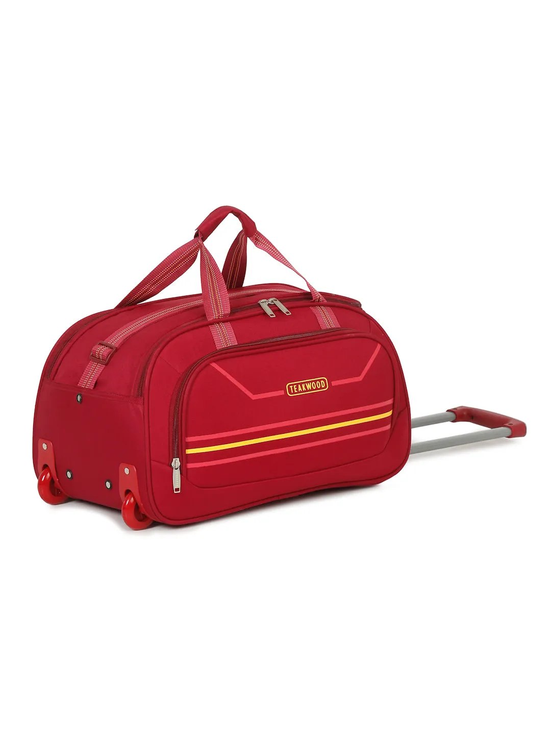 Maroon Printed Large Duffel Trolley Bag
