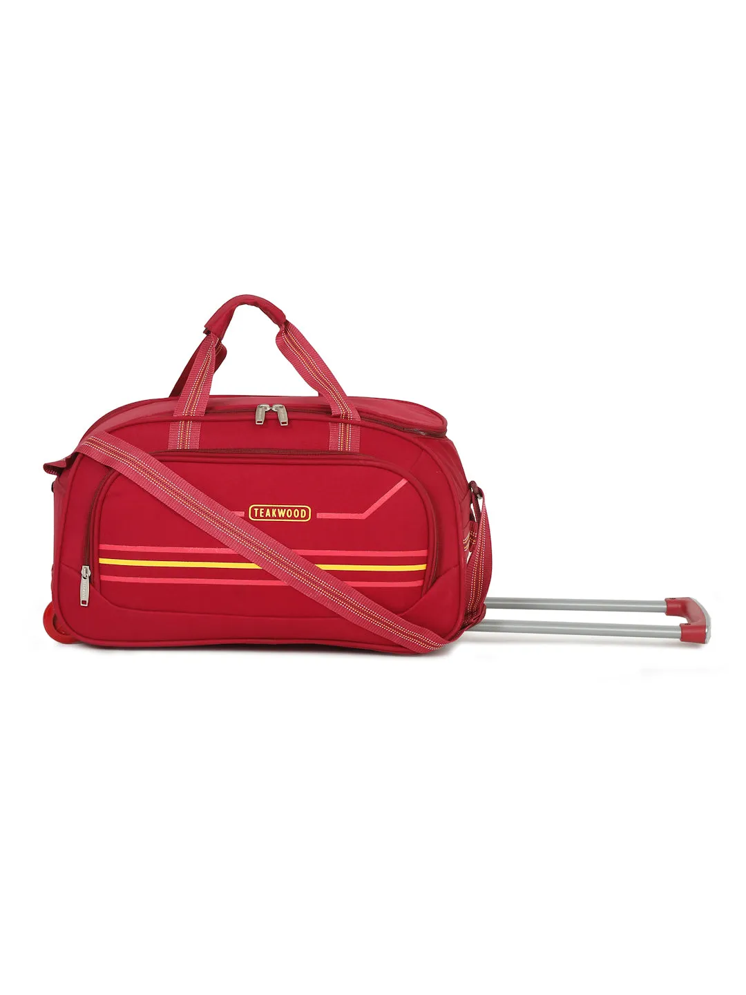 Maroon Printed Large Duffel Trolley Bag