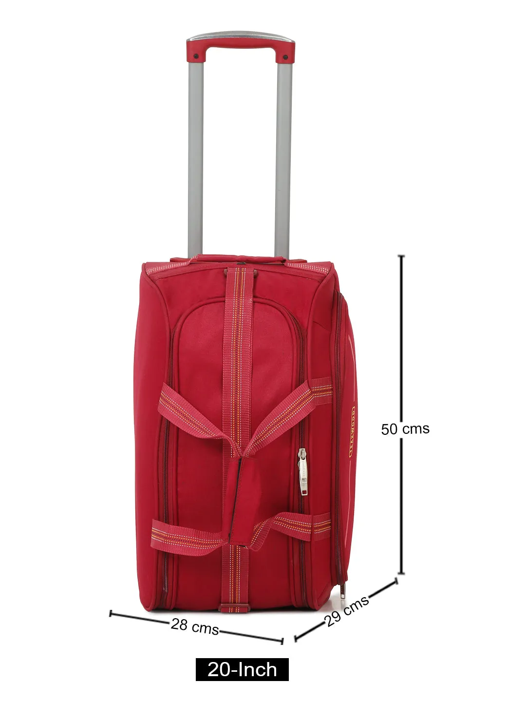 Maroon Printed Large Duffel Trolley Bag