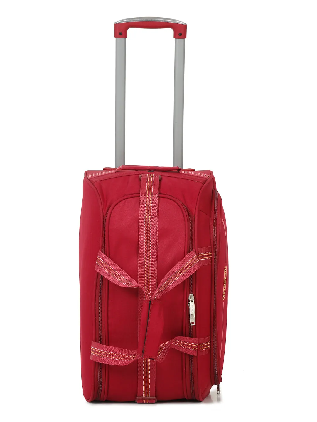 Maroon Printed Large Duffel Trolley Bag