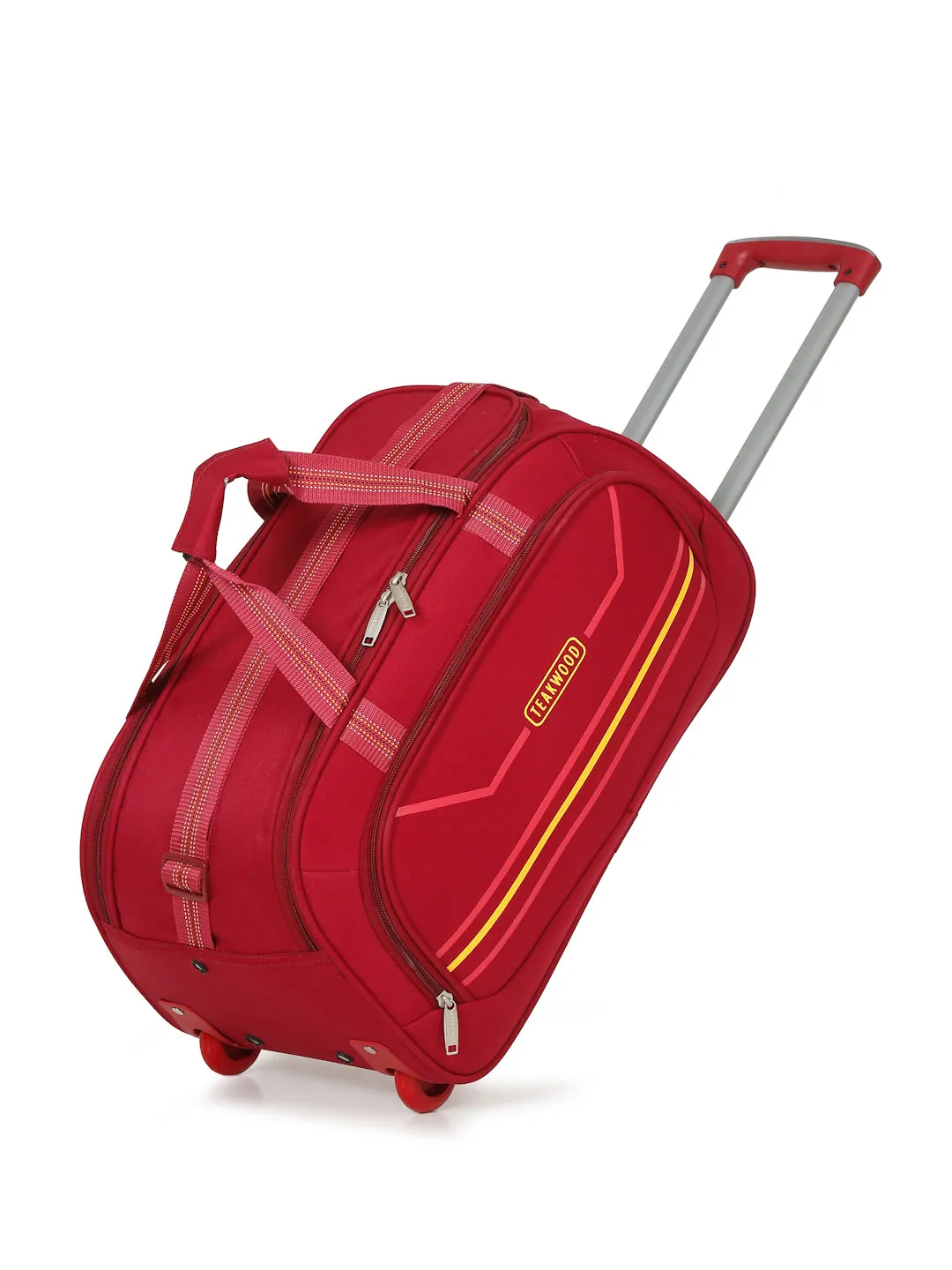 Maroon Printed Large Duffel Trolley Bag