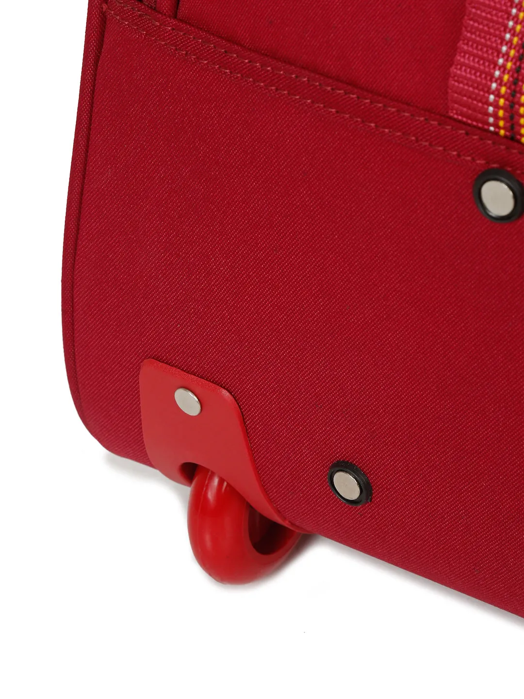 Maroon Printed Medium Duffel Trolley Bag