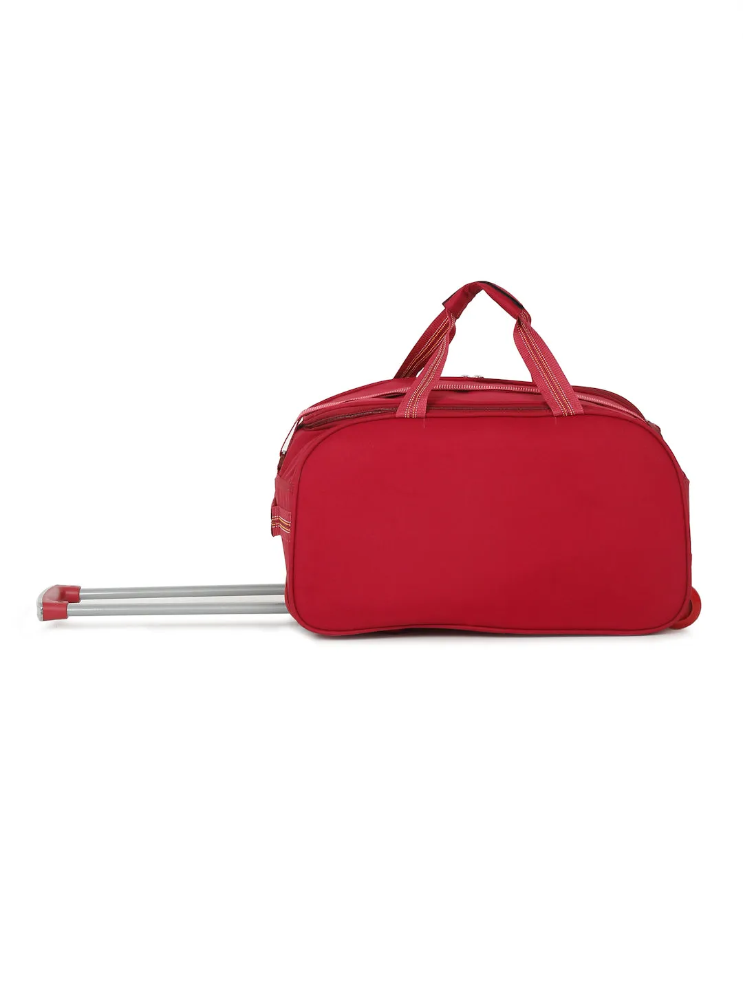 Maroon Printed Medium Duffel Trolley Bag