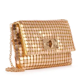 Metal Mesh Front Flap Evening Bag