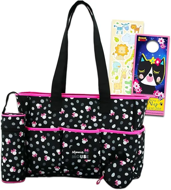 Minnie Mouse Baby Diaper Bag Tote - Bundle with 8 Pocket