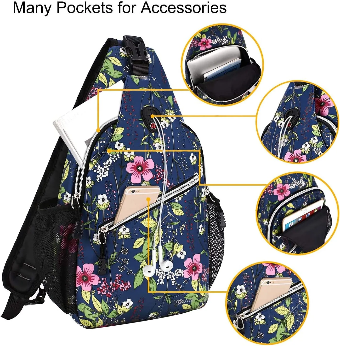 MOSISO Sling Backpack,Travel Hiking Daypack Periwinkle Crossbody Shoulder Bag