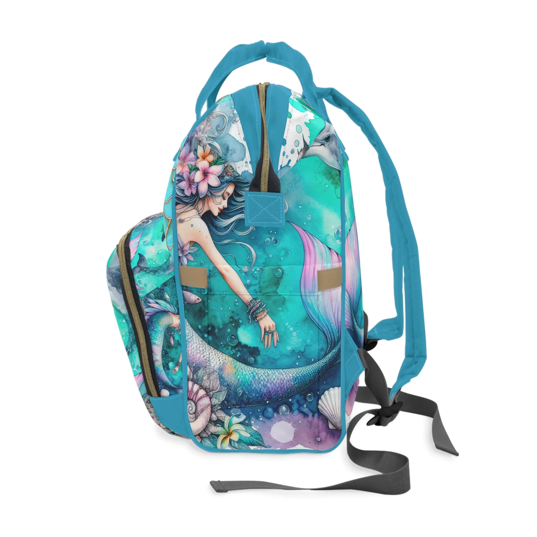 Multifunctional Diaper Backpack - Mermaids and Dolphins