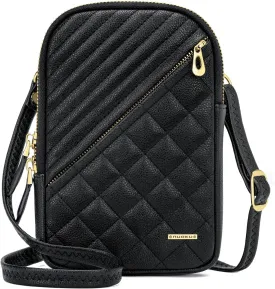 nuoku Small Crossbody Bags for Women Vegan Leather Cell Phone Wallet Purses for Women with Double Zipper,RFID Wallet