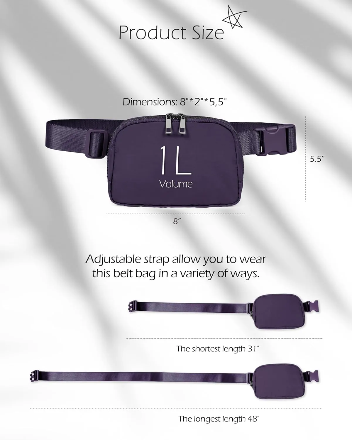 ODODOS Everywhere Belt Bag with Adjustable Strap, Small Waist Pouch Fanny Pack for Workout Running Travelling Hiking, Navy Cosmos