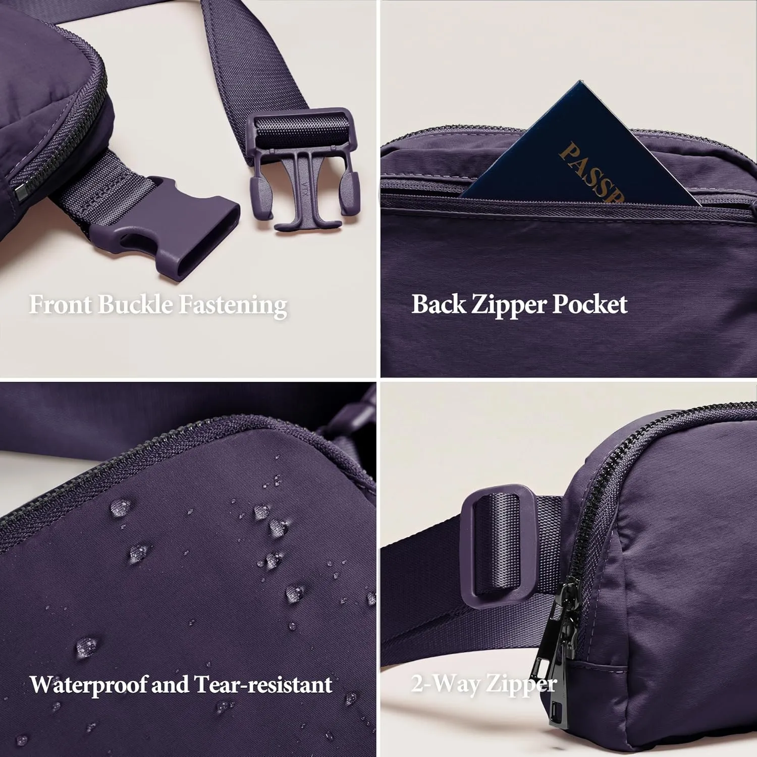 ODODOS Everywhere Belt Bag with Adjustable Strap, Small Waist Pouch Fanny Pack for Workout Running Travelling Hiking, Navy Cosmos
