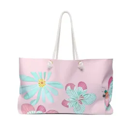 Oversized Polyester Weekender Bag with Large Flowers