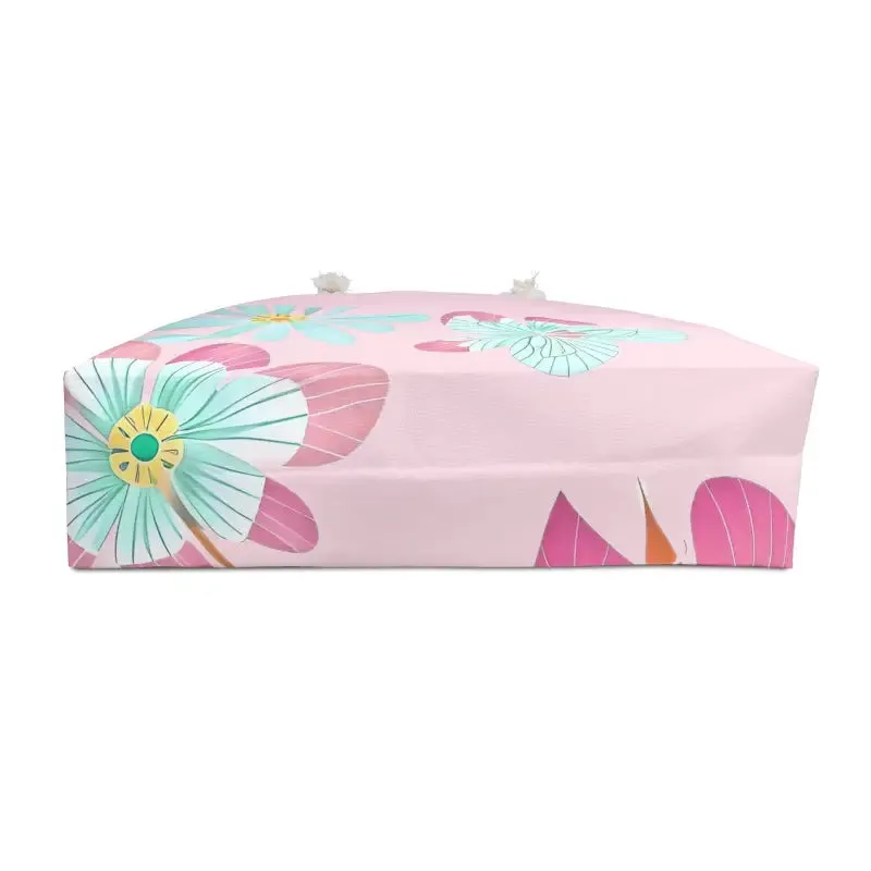 Oversized Polyester Weekender Bag with Large Flowers