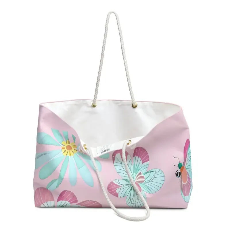 Oversized Polyester Weekender Bag with Large Flowers