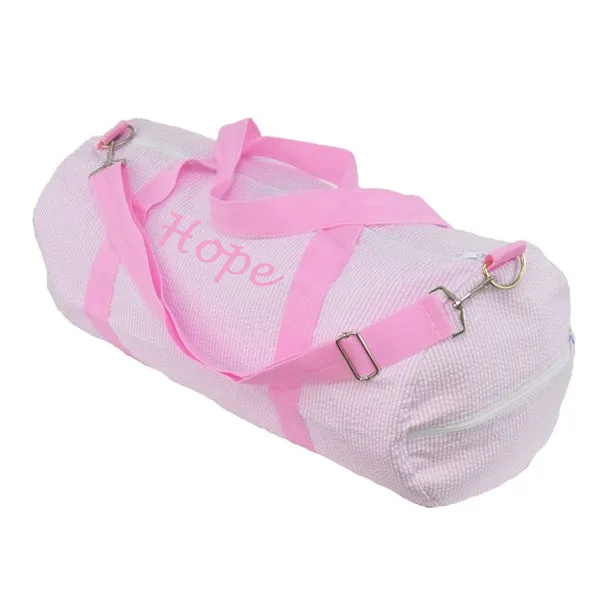 Personalized Weekender Duffel Bag by Mint  Pink Seersucker