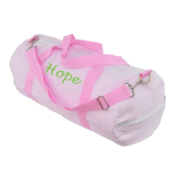 Personalized Weekender Duffel Bag by Mint  Pink Seersucker