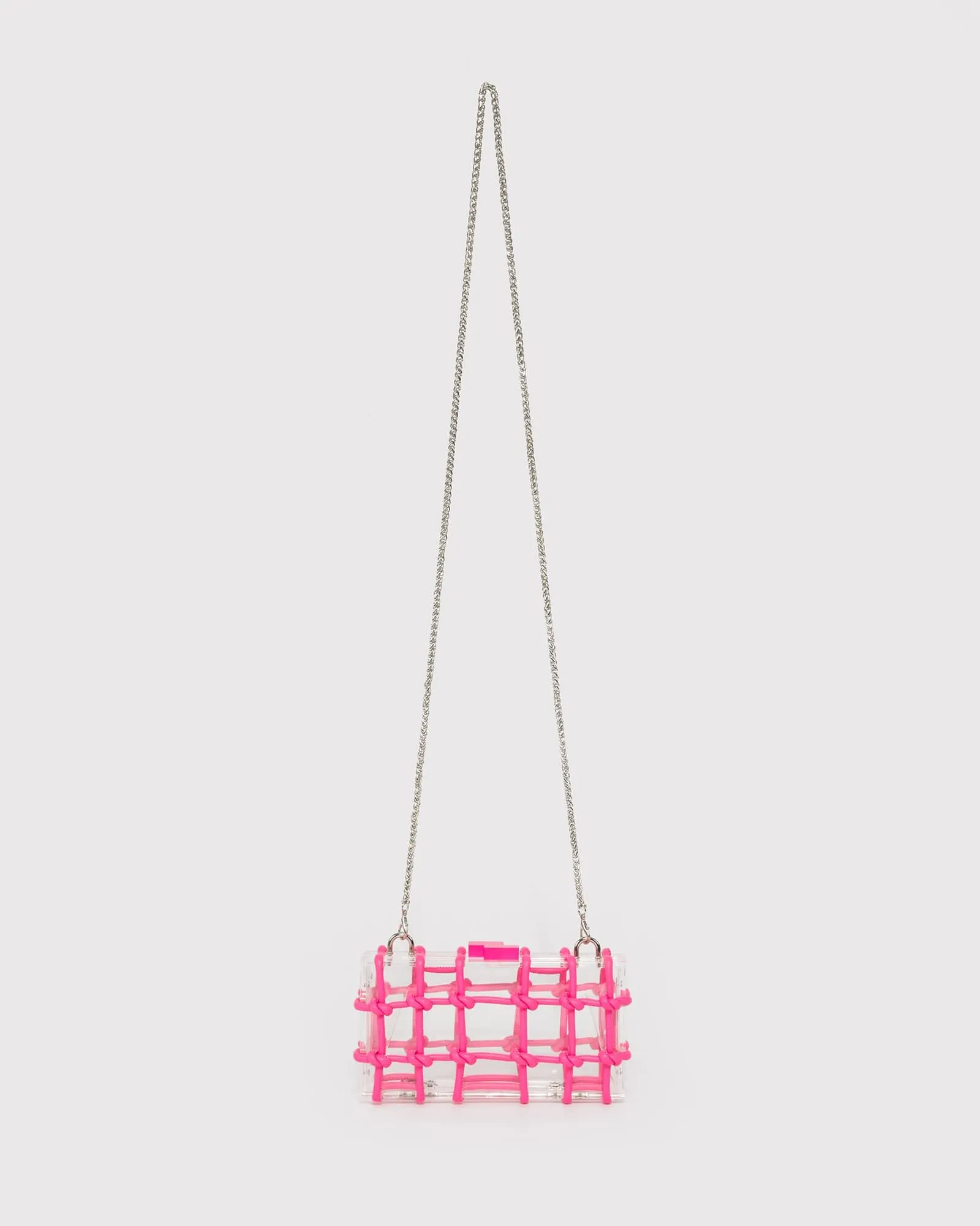 Pink Ava Rope Hardcase Clutch Bag