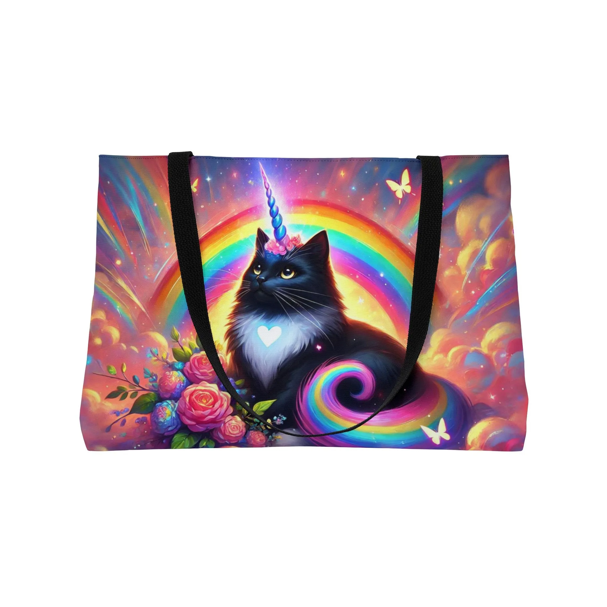 Pink Dreams Caticorn - Cat Unicorn Rainbow - Weekender Tote Bag