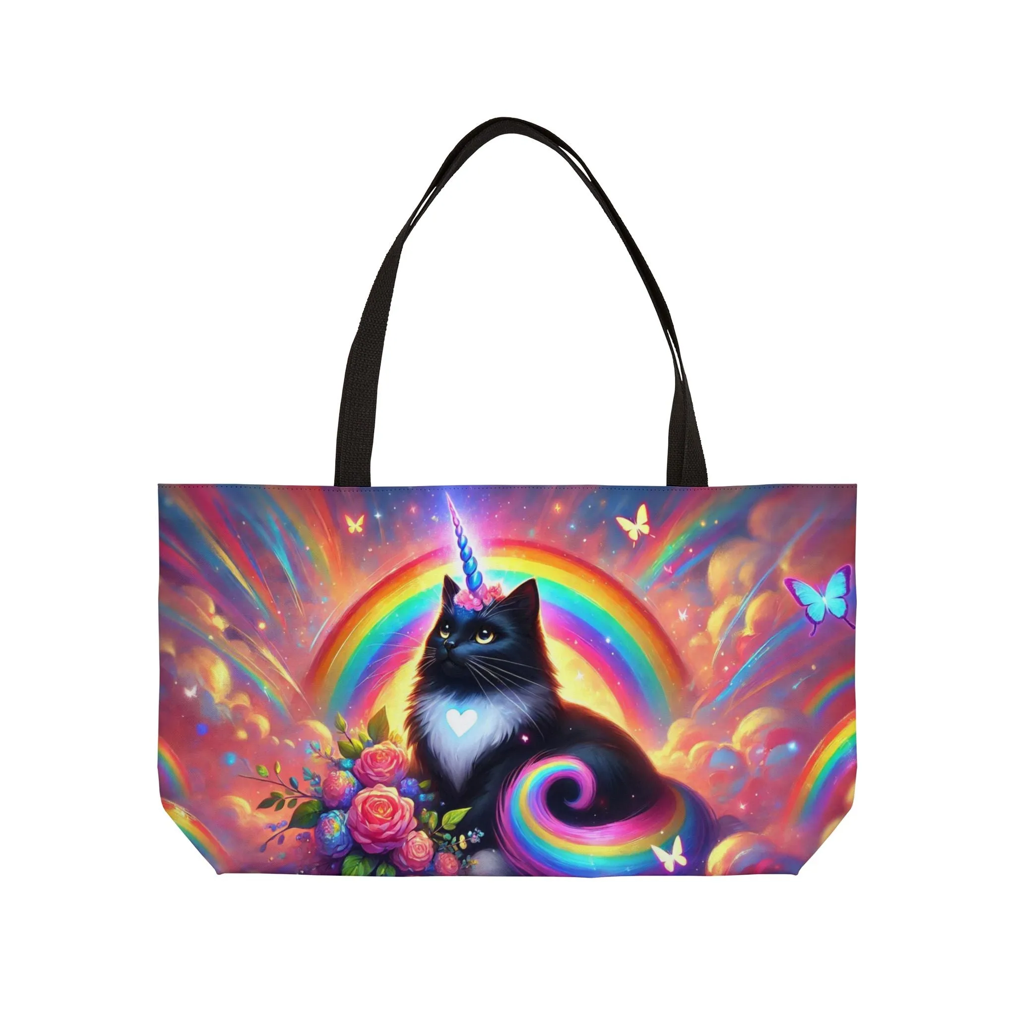 Pink Dreams Caticorn - Cat Unicorn Rainbow - Weekender Tote Bag