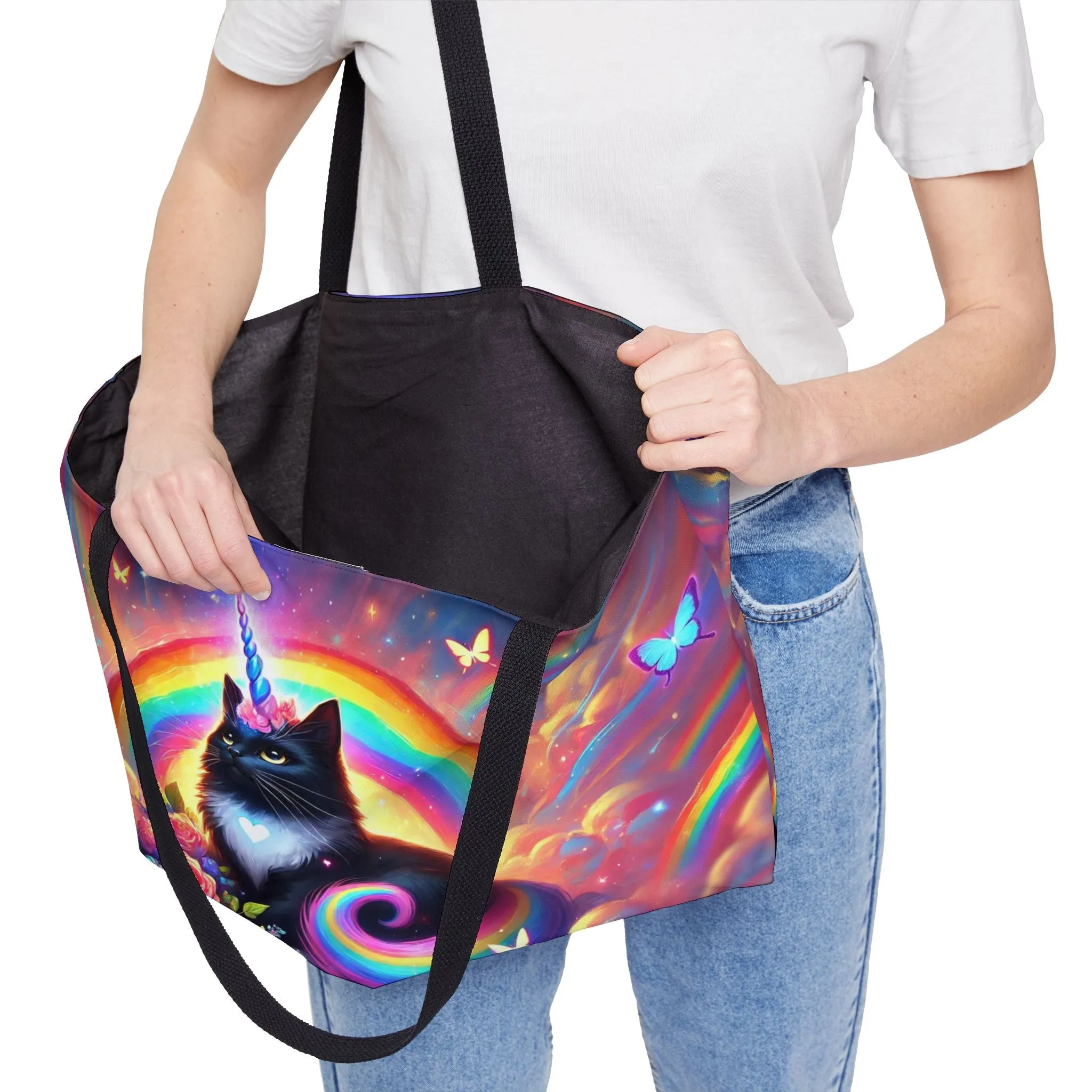 Pink Dreams Caticorn - Cat Unicorn Rainbow - Weekender Tote Bag