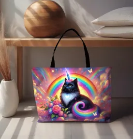 Pink Dreams Caticorn - Cat Unicorn Rainbow - Weekender Tote Bag