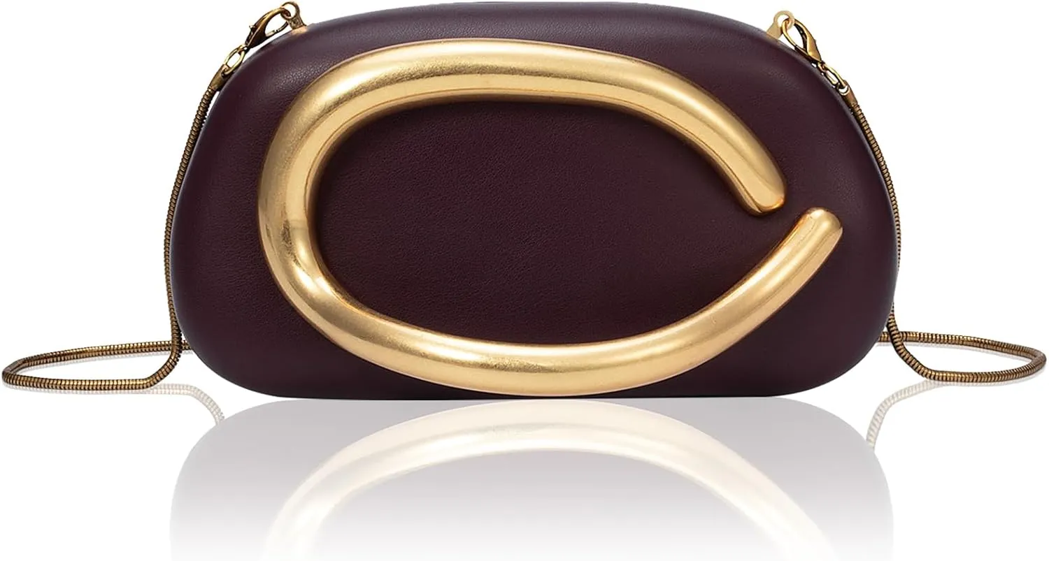 PU Leather Women's Evening Handbags Chocolates Clutch Purse Easy Match with Chain Crossbody Metal Decoration Shoulder Bag