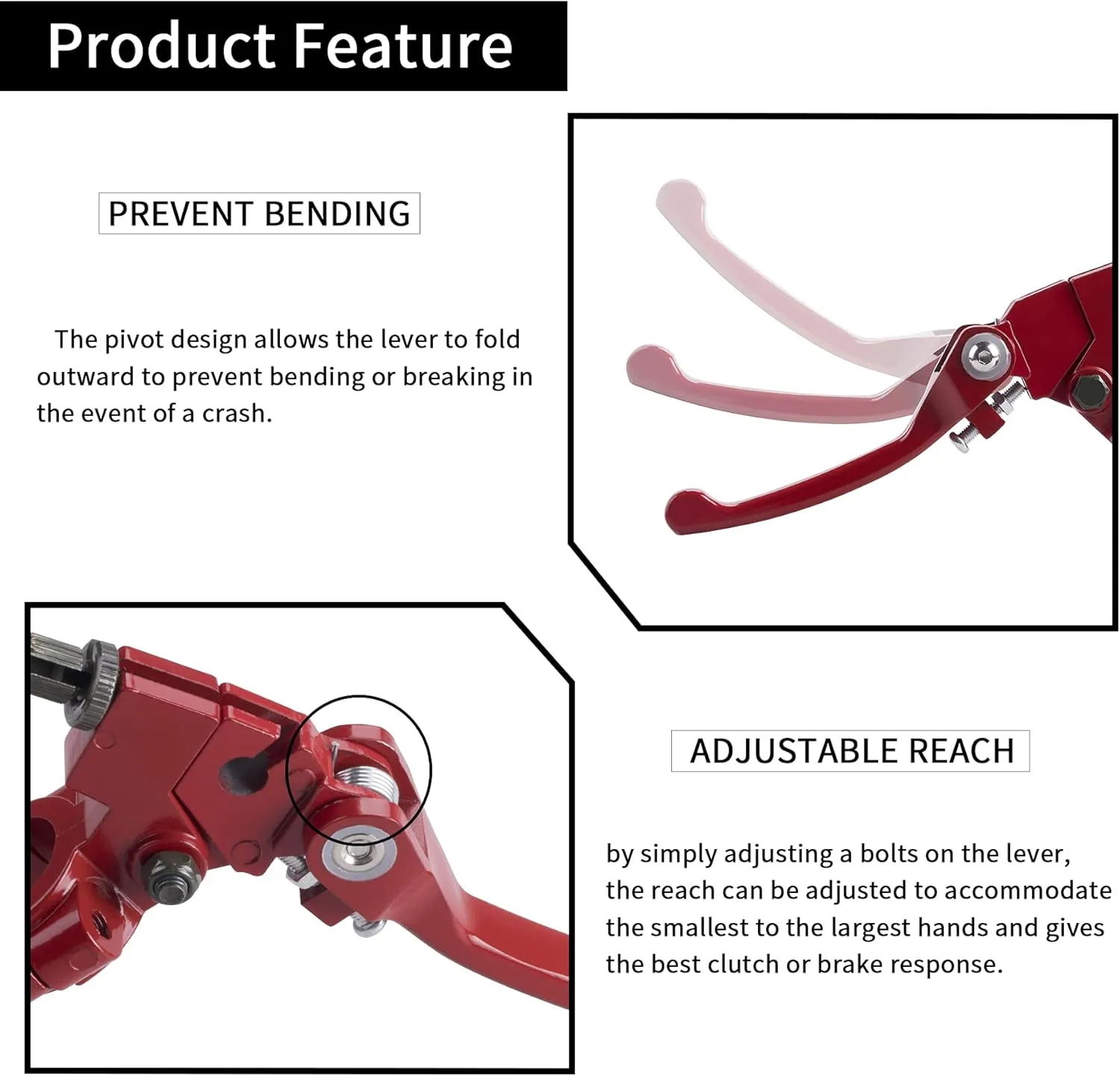 Red Folding Aluminum Clutch Brake Lever for 22mm 7/8 inch Handlebar 110cc 125cc 140cc TTR 125cc SSR Xmotos Apollo 125 Pit Dirt Bike Motorcycle