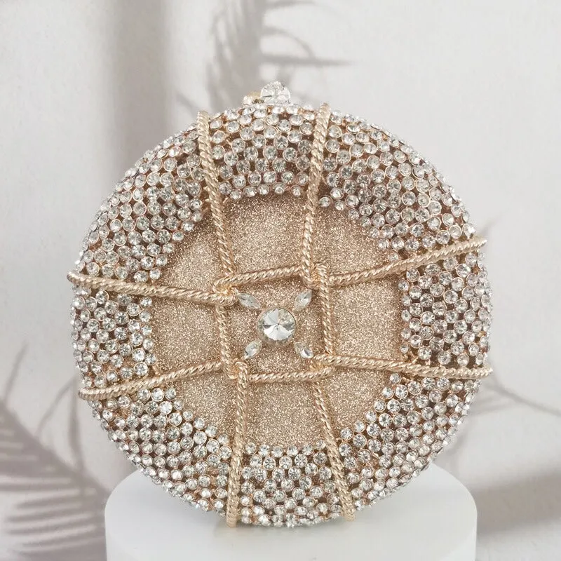 Rhinestone Crystal Unique Round Clutch