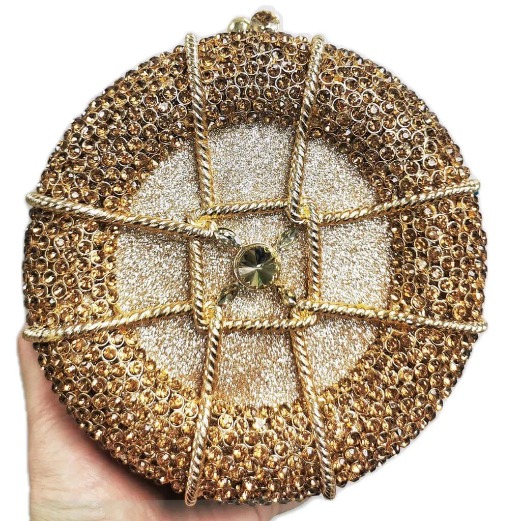Rhinestone Crystal Unique Round Clutch