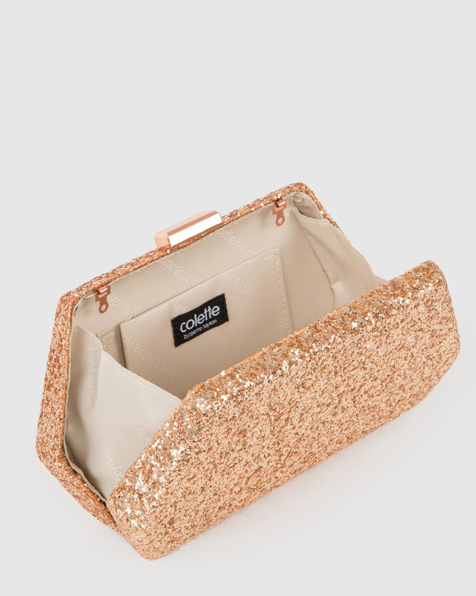 Rose Gold Mya Hardcase Clutch Bag