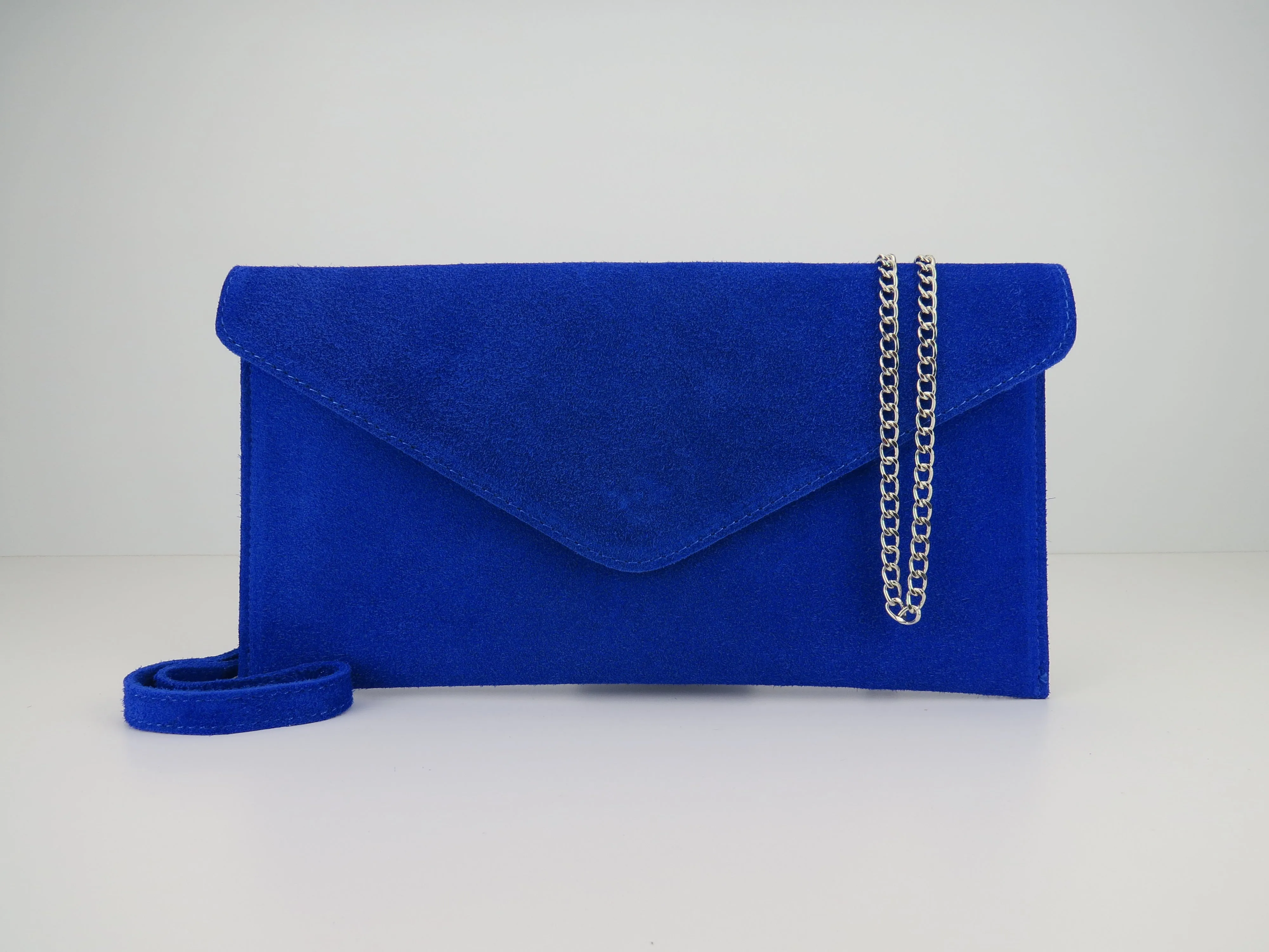 Royal Blue Suede Leather Clutch
