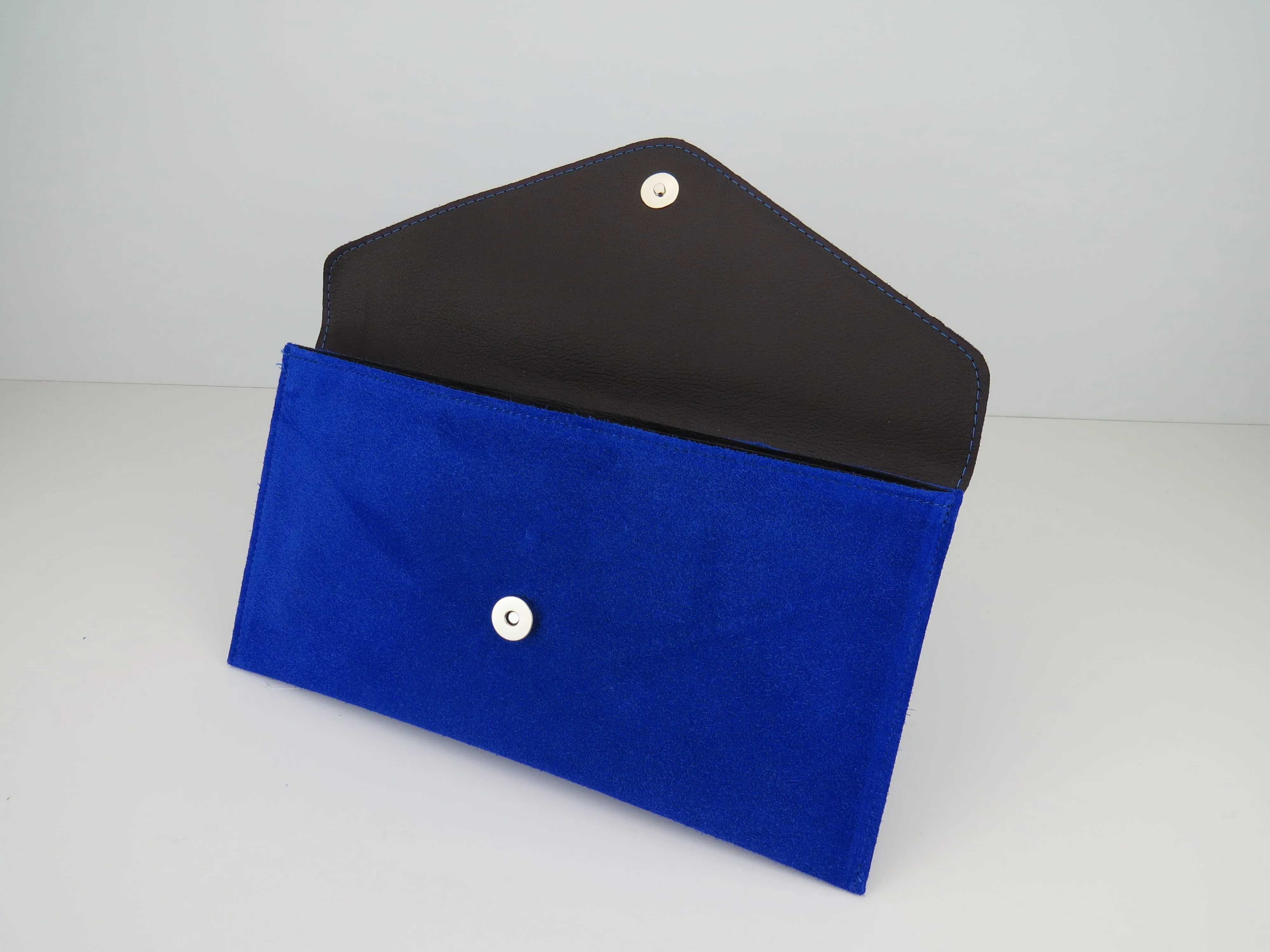 Royal Blue Suede Leather Clutch