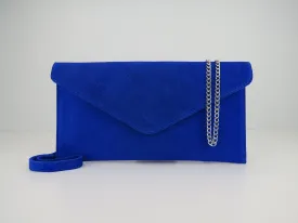 Royal Blue Suede Leather Clutch