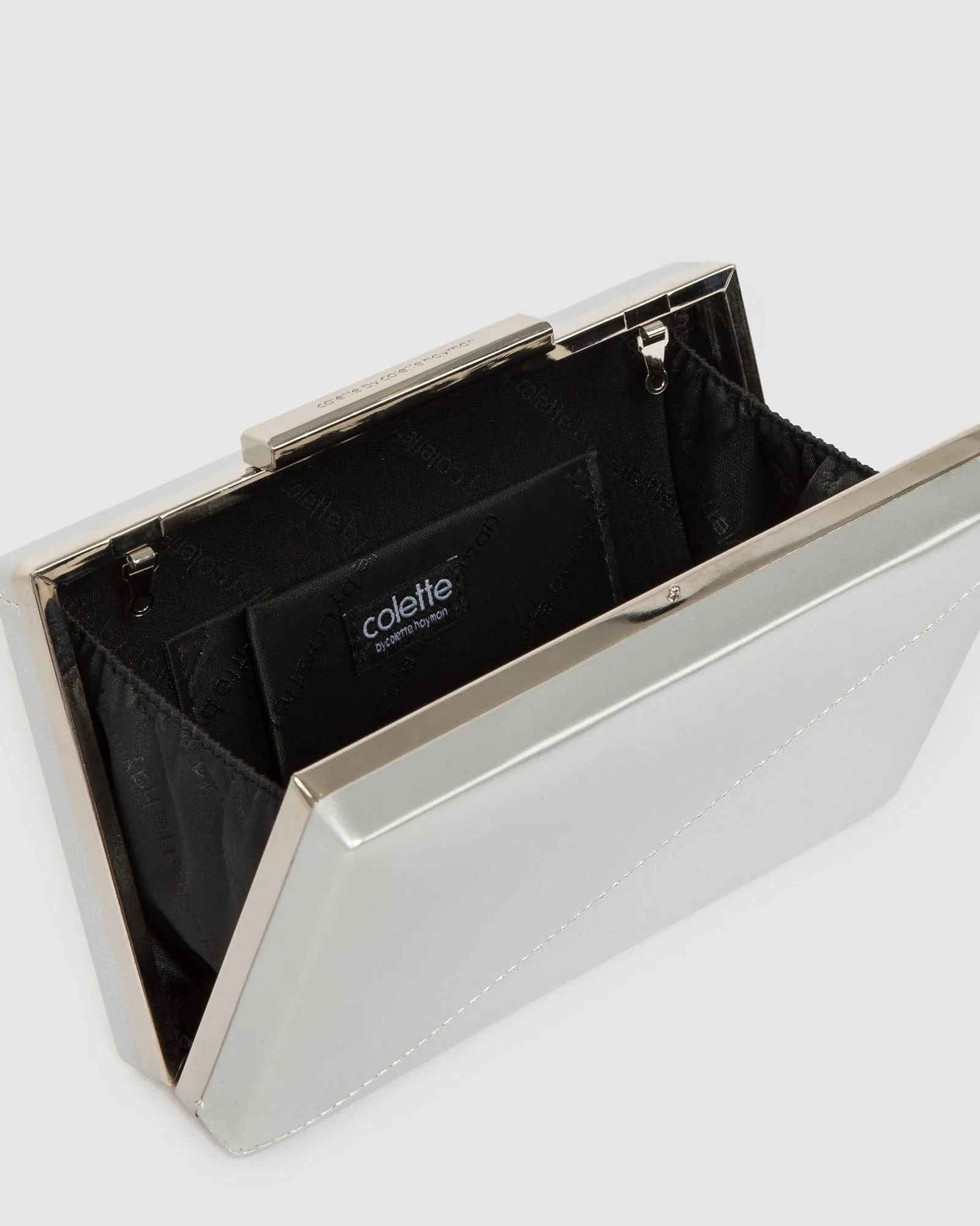 Silver Jaimi Hardcase Clutch Bag