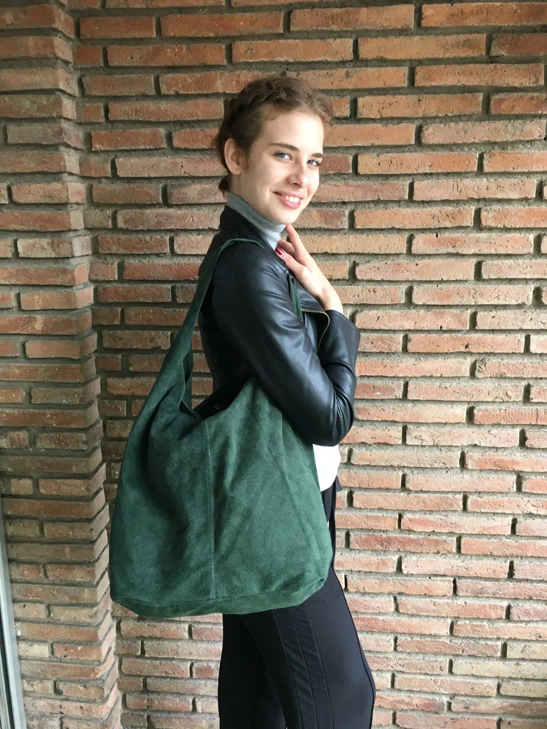 Slouch bag.Large TOTE leather bag in dark BEIGE. Soft natural suede leather bag. Bohemian bag. Light BROWN  suede bag.