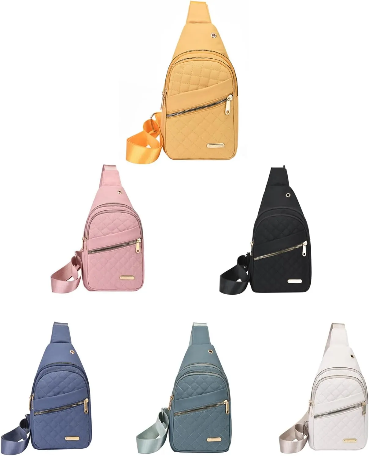 Small Sling Backpack Crossbody Sling Bag, Watertight Backpack With Data Hole for Outdoors Hiking Traveling (Green)(White)