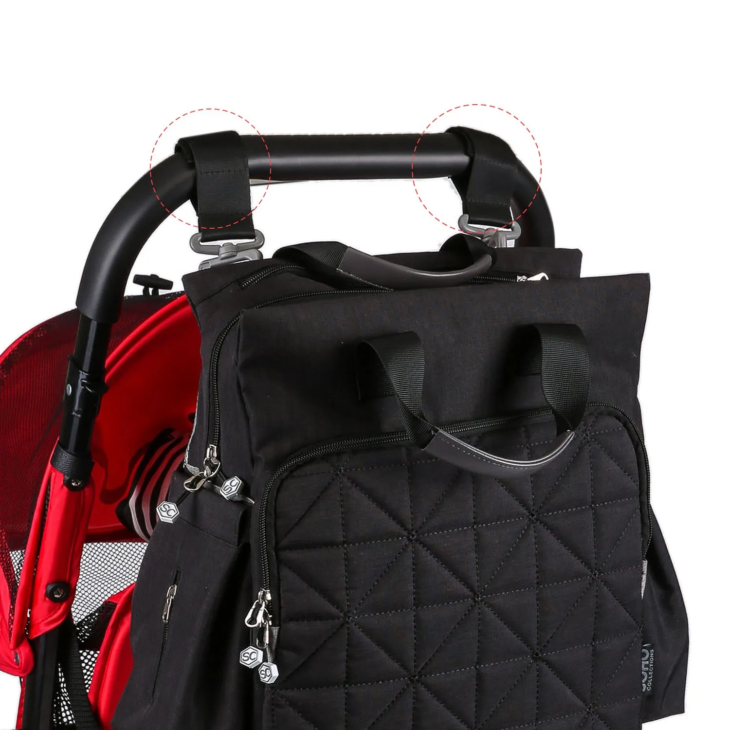 SoHo Kenneth Diaper Backpack 6Pc Set Tote Bag, Black