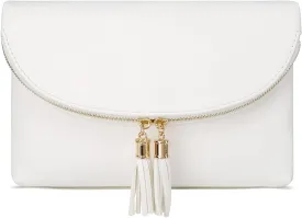 Solene Womens Envelop Clutch Purse Multi Compartments, 6 Card Slot Inside, Crossbody Bag With Tassels