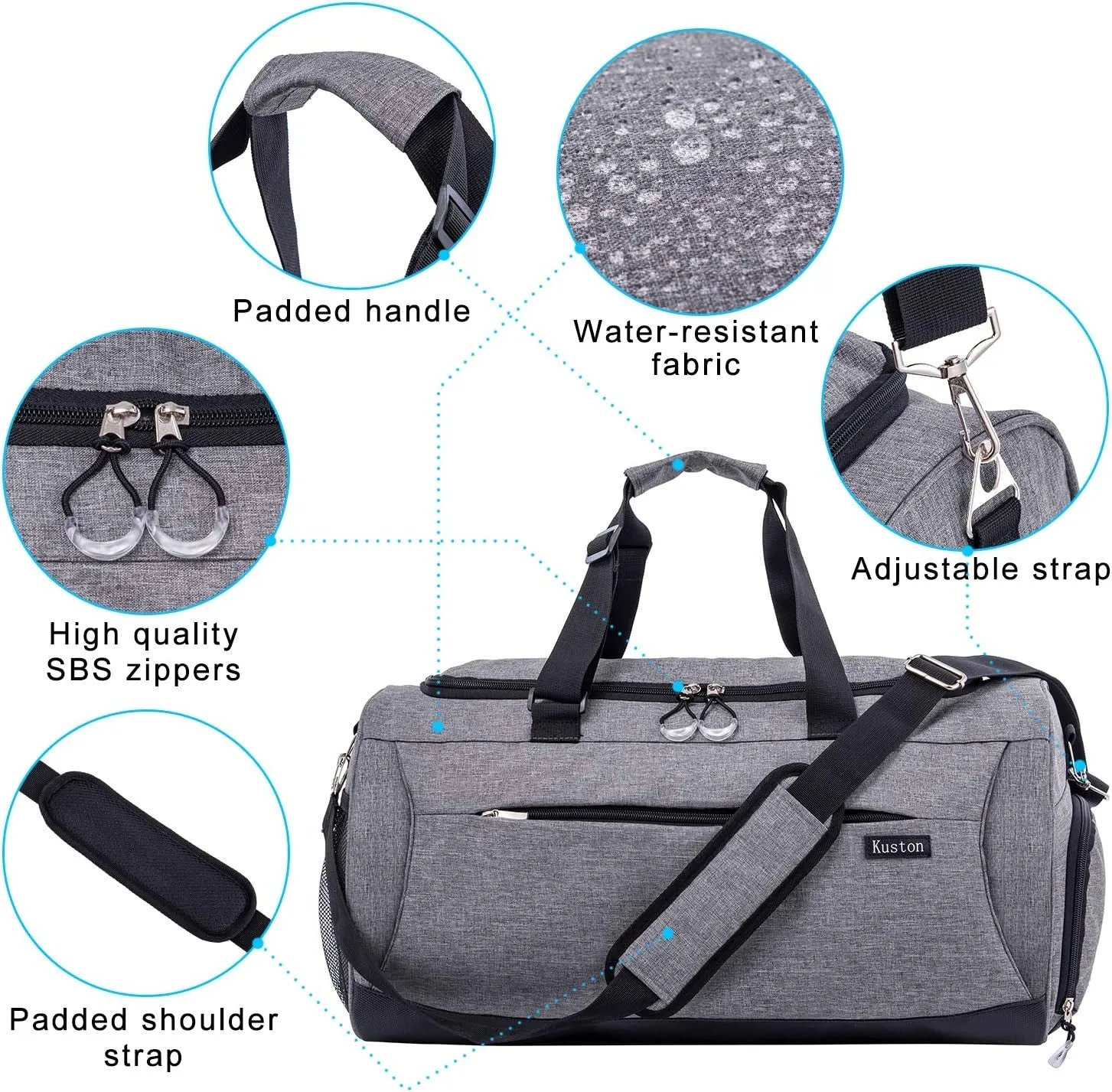 Sports Gym Bag with Shoes Compartment for Men and Women