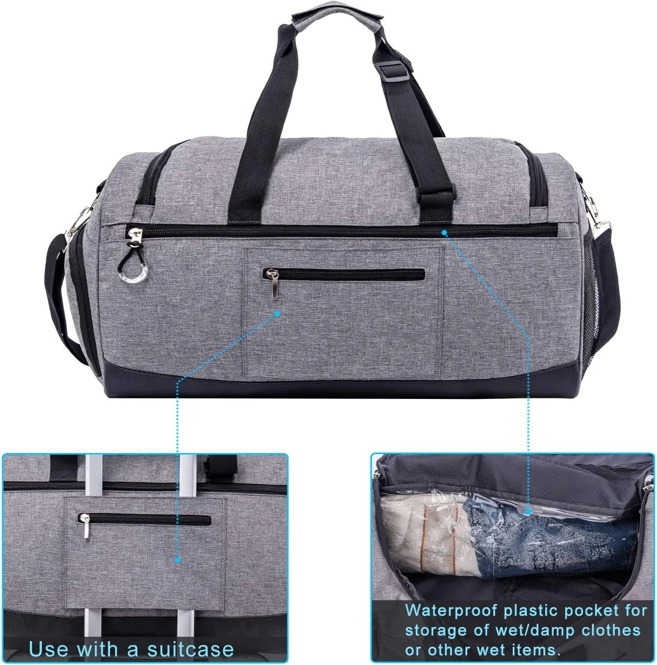 Sports Gym Bag with Shoes Compartment for Men and Women