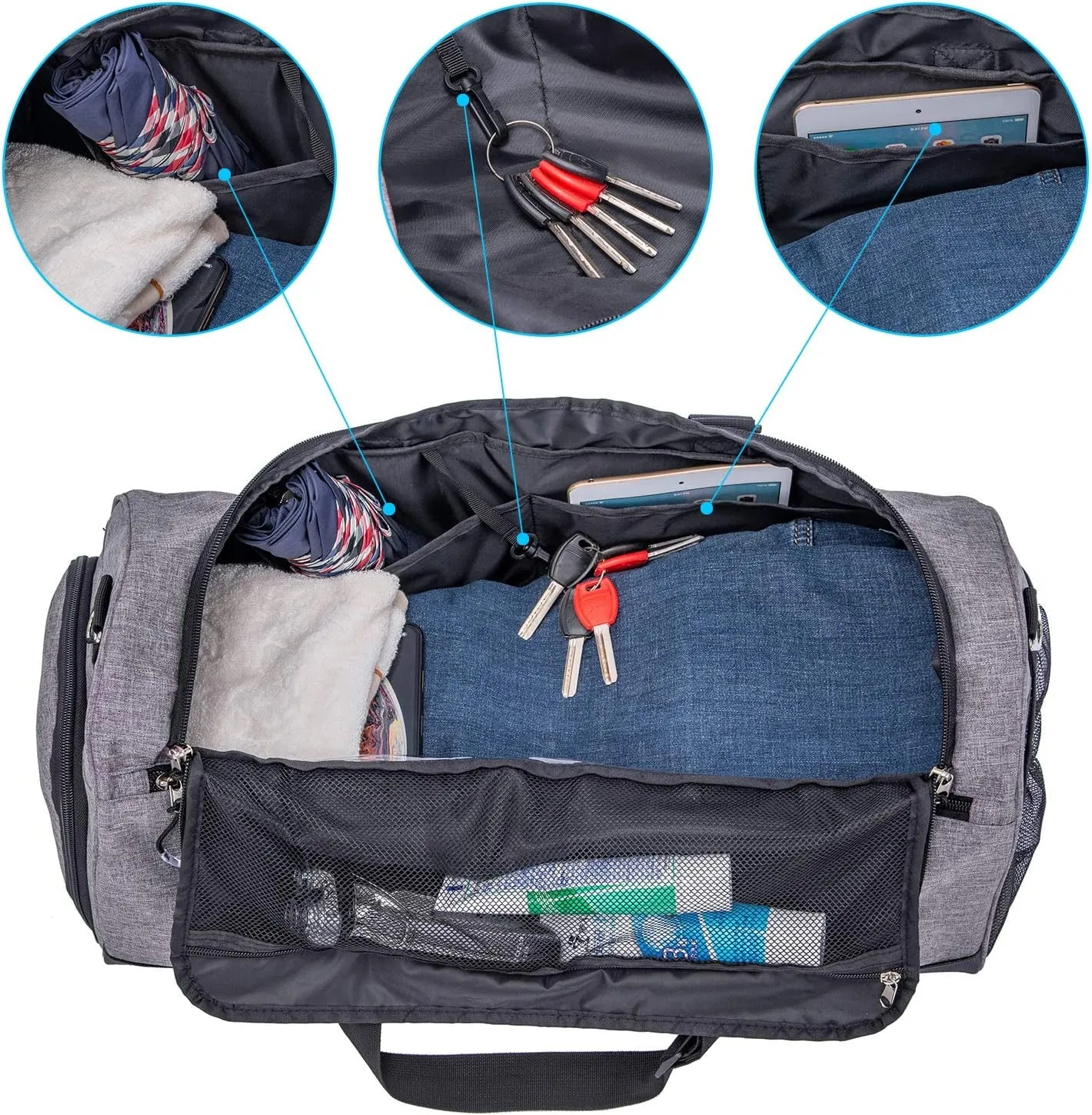 Sports Gym Bag with Shoes Compartment for Men and Women
