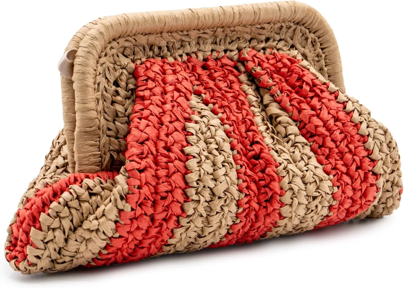 Straw Clutch Purses - Woven Crossbody Bags for Women - Beach Handbags with Cloud Dumpling Pouch
