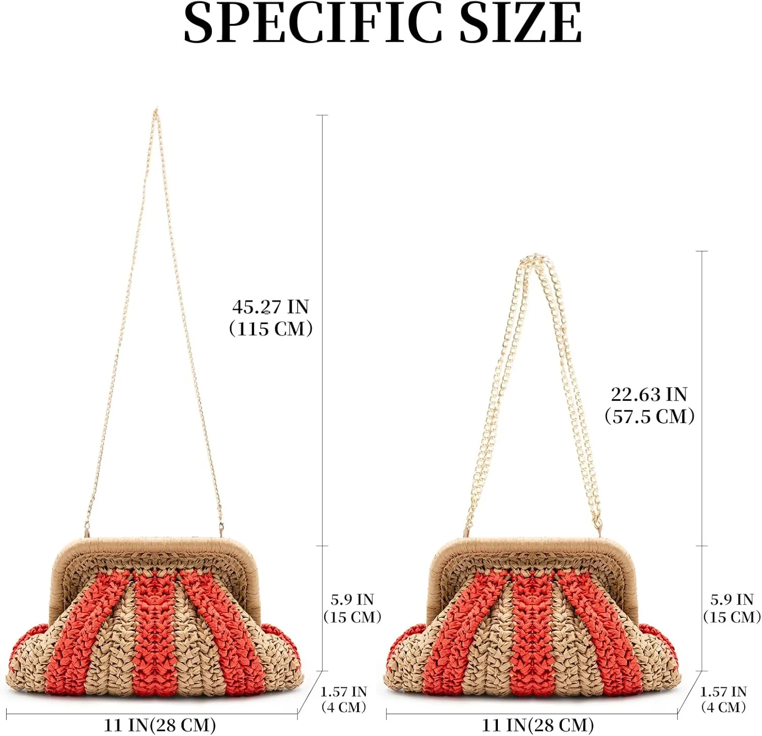 Straw Clutch Purses - Woven Crossbody Bags for Women - Beach Handbags with Cloud Dumpling Pouch