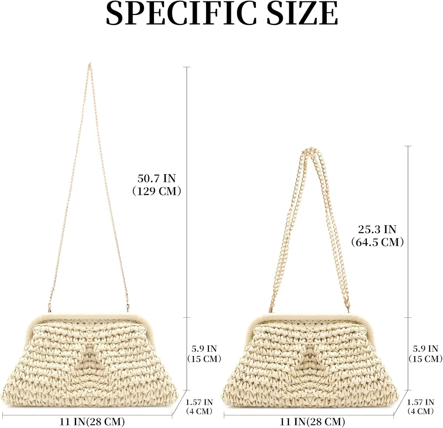 Straw Clutch Purses - Woven Crossbody Bags for Women - Beach Handbags with Cloud Dumpling Pouch