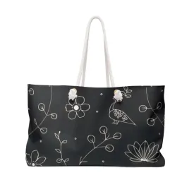 Stylish White Floral Elements Weekender Bag