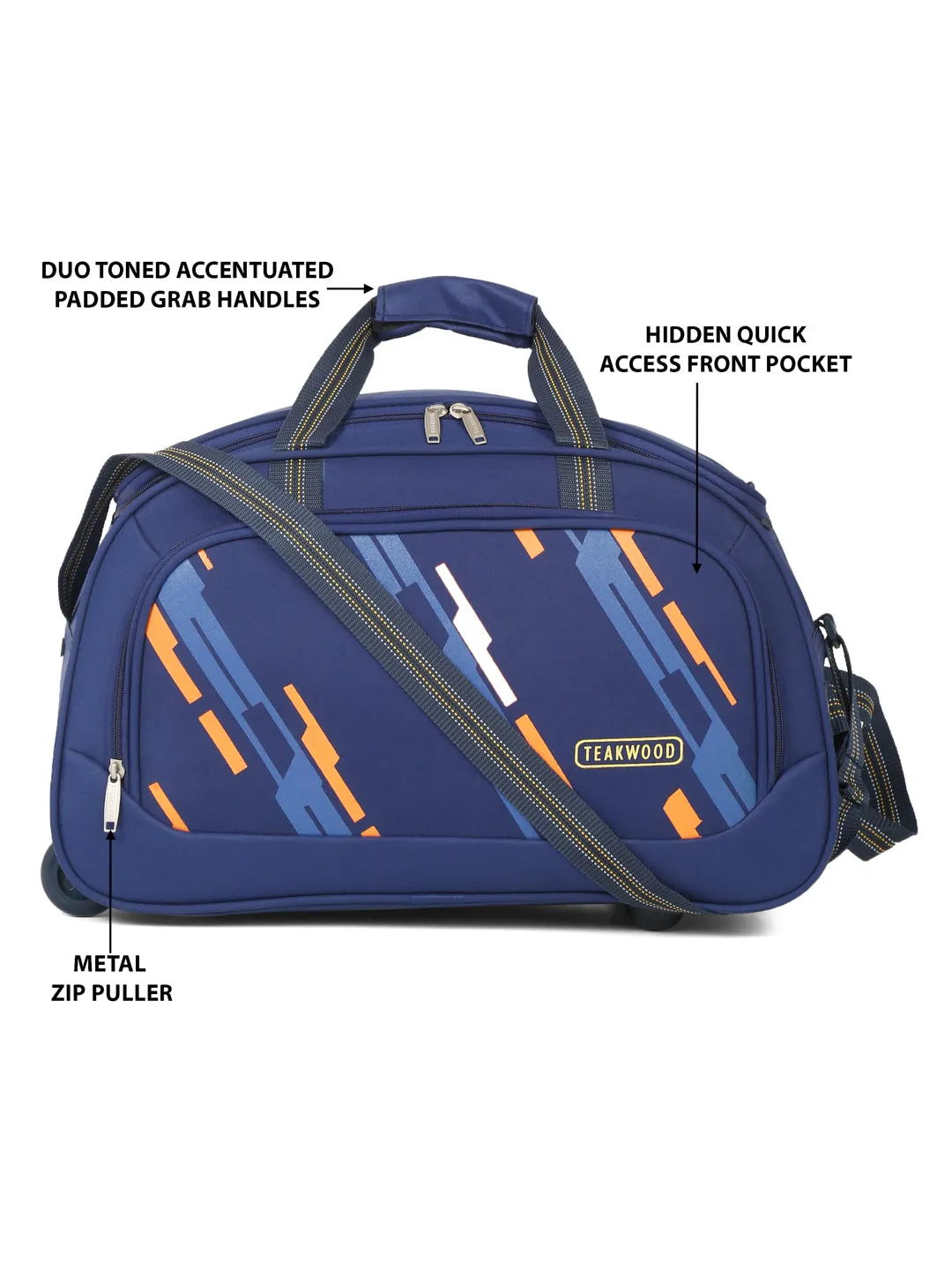 Teakwood Leather Navy Blue Printed Large Duffel Bag