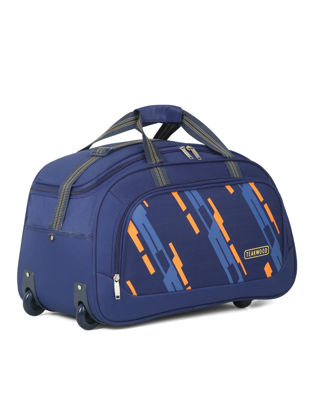 Teakwood Leather Navy Blue Printed Large Duffel Bag