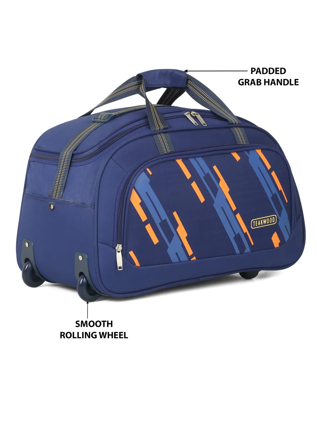 Teakwood Leather Navy Blue Printed Large Duffel Bag