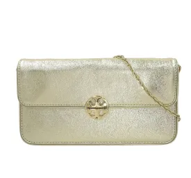 TORY BURCH METALLIC GOLD LEATHER ENVELOPE CLUTCH CHAIN BAG